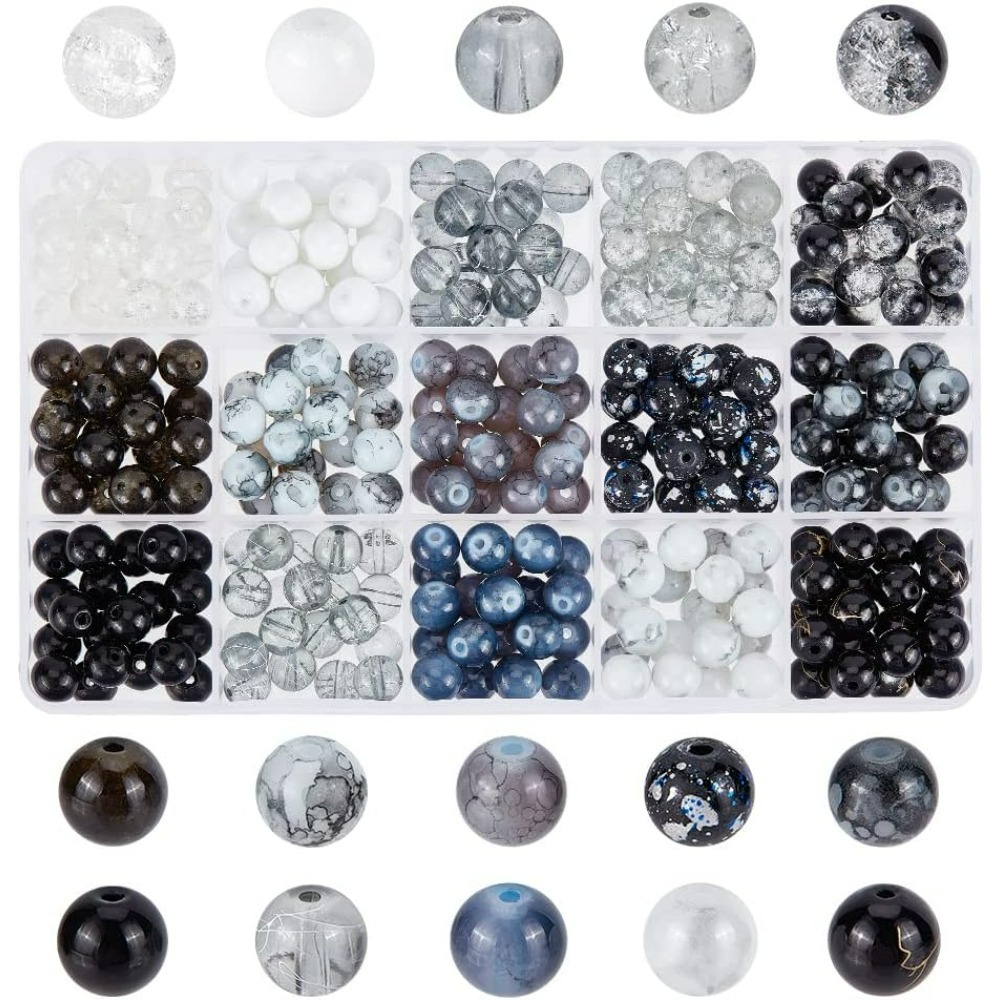 Men Accessories Jewellery - 300szt 8mm Czarne szklane koraliki 15